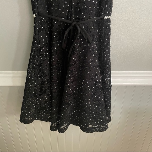 Speechless Kids Black Lace Silver Metallic Dress Size 7 - Picture 8 of 10